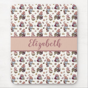 Monogram Gnomen Baking Cupcakes Donuts Pink Script Muismat