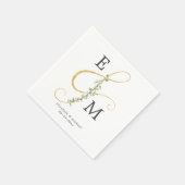 Monogram Gold Ampersand Eucalyptus Weddenschap Servet (Hoek)