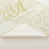 Monogram Gold ArtDeco Pas getrouwd Wedding Sherpa Deken (3/4)