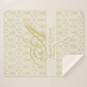 Monogram Gold ArtDeco Pas getrouwd Wedding Sherpa Deken (Voorkant (horizontaal))