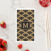 Monogram Gold Black Art Deco Fan Flower Pattern Servet (Insitu)
