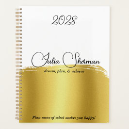 Monogram Gold Black Chic Modern Script minimalist Planner
