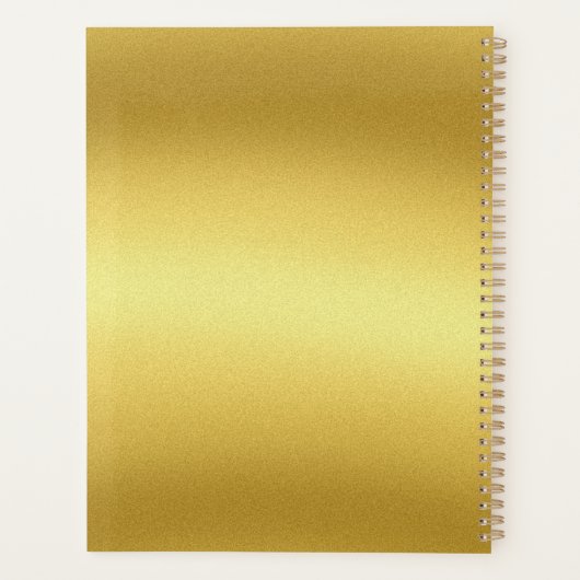 Monogram Gold Black Chic Modern Script minimalist Planner (Achterkant)