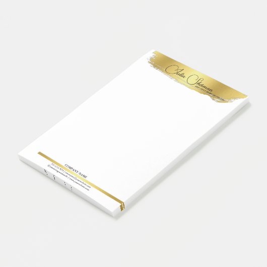 Monogram Gold Black Chic Modern Script minimalist Post-it® Notes (Schuin)