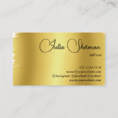 Monogram Gold Black Chic Modern Script minimalist Visitekaartje (Achterkant)