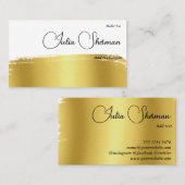 Monogram Gold Black Chic Modern Script minimalist Visitekaartje (Voorkant / Achterkant)