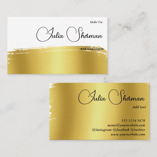 Monogram Gold Black Chic Modern Script minimalist Visitekaartje (Voorkant / Achterkant)