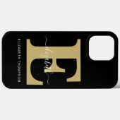 Monogram Gold Black Gepersonaliseerd Script Name Case-Mate iPhone Case (Achterkant (horizontaal))