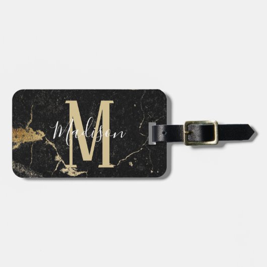 Monogram Gold Black Marmer Bagagelabel (Voorkant horizontaal)
