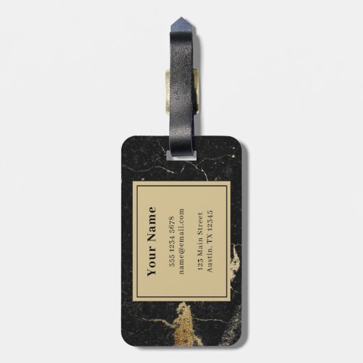 Monogram Gold Black Marmer Bagagelabel (Achterkant verticaal)