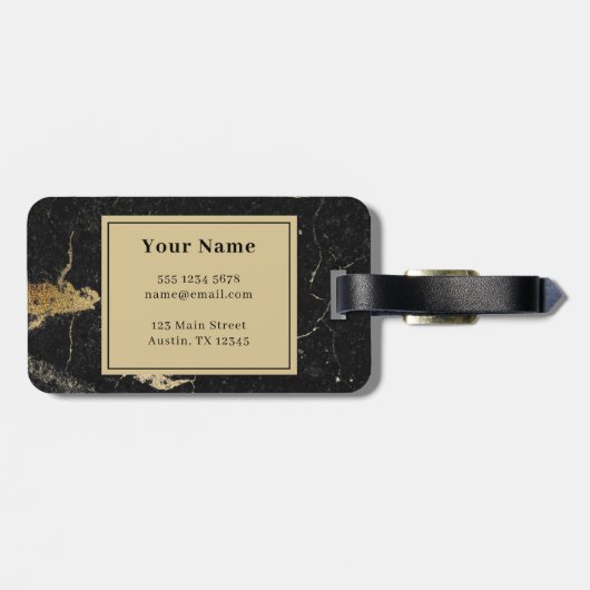 Monogram Gold Black Marmer Bagagelabel (Achterkant horizontaal)