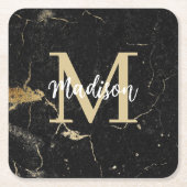 Monogram Gold Black Marmer Kartonnen Onderzetters (Voorkant)