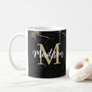 Monogram Gold Black Marmer Koffiemok