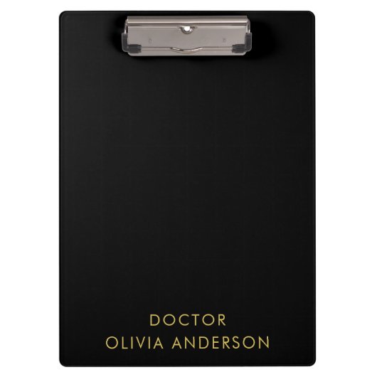 Monogram Gold Black Minimalist Modern Klembord (Voorkant)