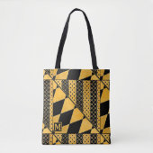 Monogram Gold Black Pattern Canvas tas (Voorkant)