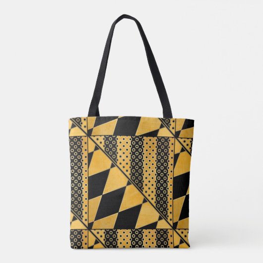 Monogram Gold Black Pattern Canvas tas (Achterkant)