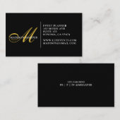 Monogram Gold Black Script Name Event Planner Mono Visitekaartje (Voorkant / Achterkant)