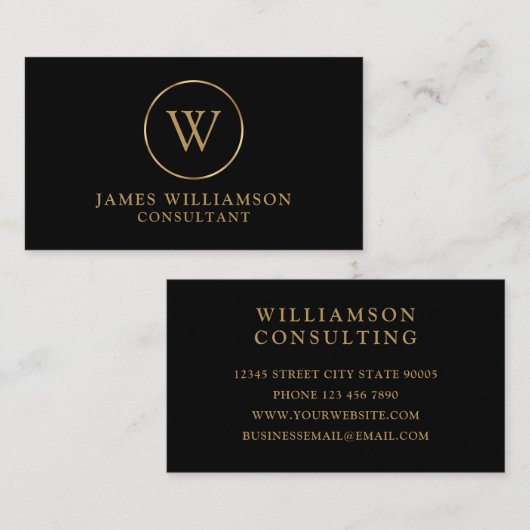 Monogram Gold Black Visitekaartje (Voorkant / Achterkant)