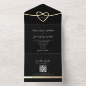Monogram Gold Black Wedding All-in-One Uitnodiging (Binnen)