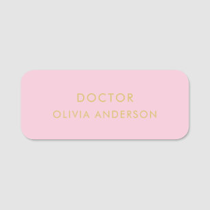 Monogram Gold Blush Pink Minimalist Modern Naamplaatje