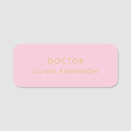 Monogram Gold Blush Pink Minimalist Modern Naamplaatje (Voorkant)