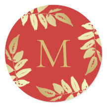 Monogram Gold Botanische Leaves Envelope Seal