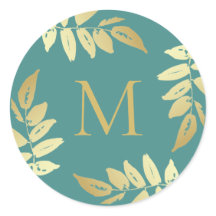 Monogram Gold Botanische Leaves Envelope Seal