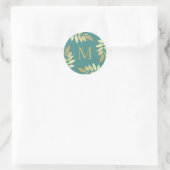 Monogram Gold Botanische Leaves Envelope Seal Ronde Sticker (Tas)