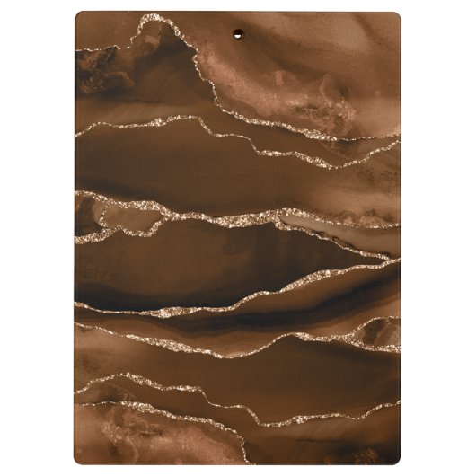Monogram Gold Brown Modern Marble Elegant Chic Klembord (Achterkant)