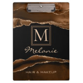 Monogram Gold Brown Modern Marble Elegant Chic Klembord (Voorkant)