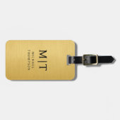 Monogram Gold Brushed Metallic Elegant Bagagelabel (Voorkant horizontaal)