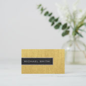 Monogram Gold Burlap Rustic Jute Visitekaartje (Staand voorkant)