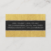 Monogram Gold Burlap Rustic Jute Visitekaartje (Achterkant)