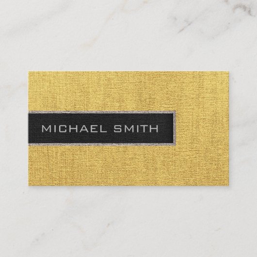 Monogram Gold Burlap Rustic Jute Visitekaartje (Voorkant)