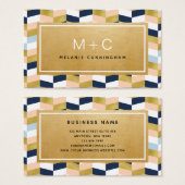 Monogram Gold Chevron Herringbone Visitekaartjes (Voorkant /achterkant)