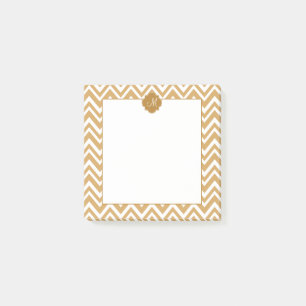 Monogram Gold Chevron Pattern Post-it® Notes