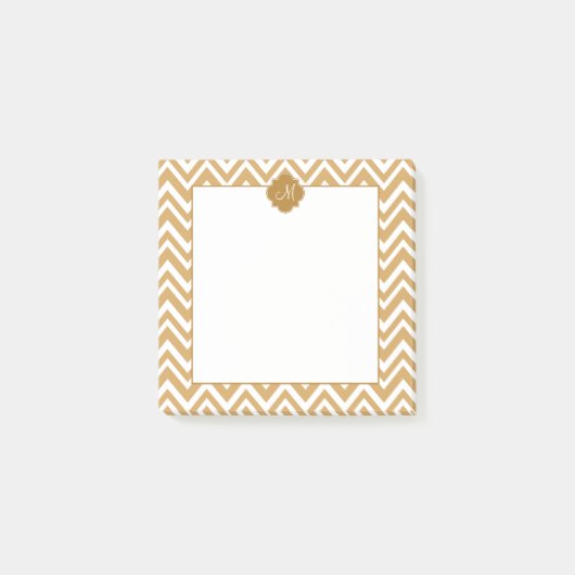 Monogram Gold Chevron Pattern Post-it® Notes (Voorkant)