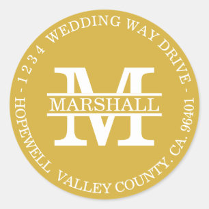 Monogram Gold Circular Return Label