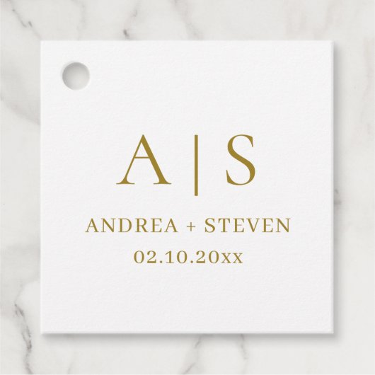 Monogram Gold Classy Wedding Bedankjes Labels (Voorkant)