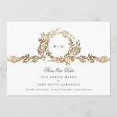 Monogram Gold Crest Classic Elegante trouwfoto Save The Date (Voorkant)