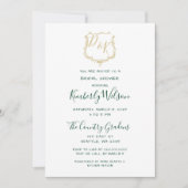 Monogram Gold Crest en Forest Green Vrijgezellenfe Kaart (Voorkant)