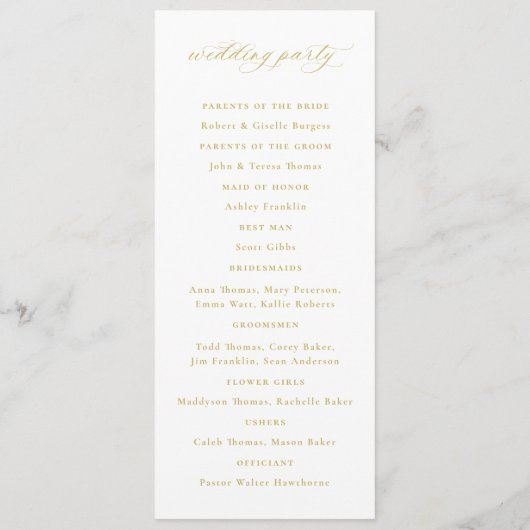  Monogram Gold Crest Wedding Programma Programmakaart (Achterkant)
