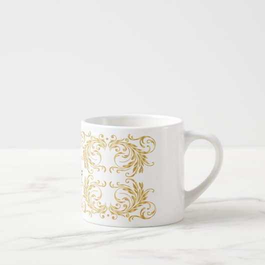 Monogram Gold Damask Espresso Kop (Rechts)