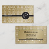 MONOGRAM GOLD DAMASK FLORAL LETTER C VISITEKAARTJE (Voorkant / Achterkant)