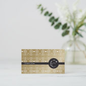 MONOGRAM GOLD DAMASK FLORAL LETTER C VISITEKAARTJE (Staand voorkant)