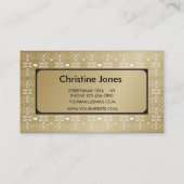 MONOGRAM GOLD DAMASK FLORAL LETTER C VISITEKAARTJE (Achterkant)