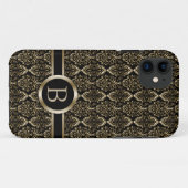Monogram Gold Damask Pattern Case-Mate iPhone Case (Achterkant (horizontaal))
