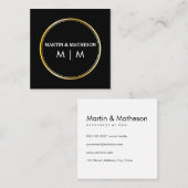 Monogram Gold Double Ring Vierkante Visitekaartje (Voorkant / Achterkant)