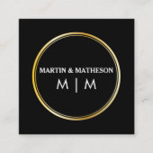 Monogram Gold Double Ring Vierkante Visitekaartje (Voorkant)