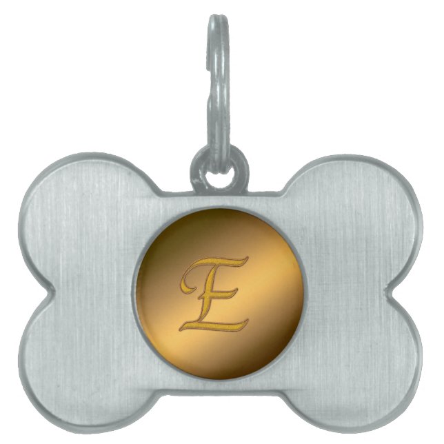 Monogram Gold E Huisdieren Naamplaatje (voorkant)
